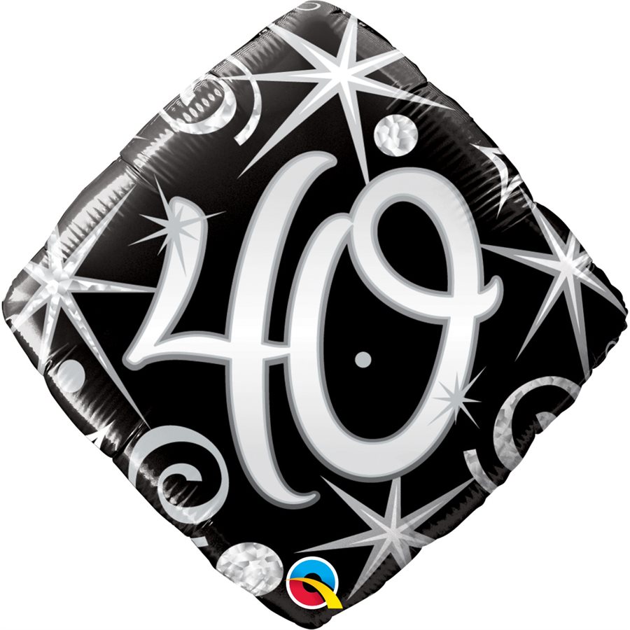 Ballon Qualatex 40 ans Noir et Argent