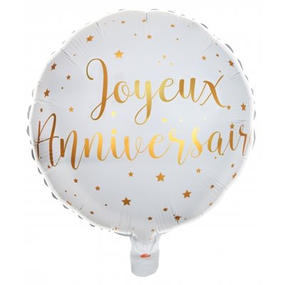 Ballon aluminium rond 45 cm : Anniversaire étincelant Or