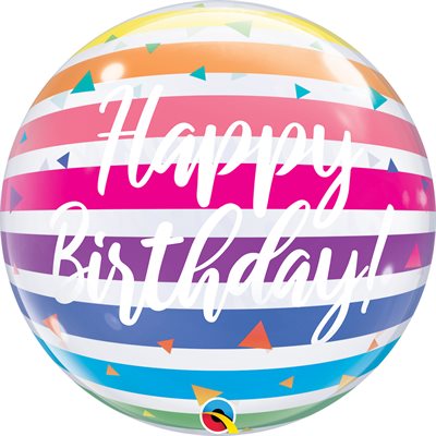 M.22'' BIRTHDAY BRIGHT RAINBOW STRIPES BUBBLES