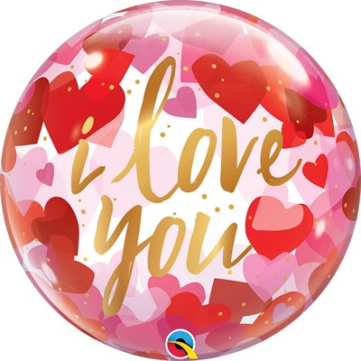 M.22'' I LOVE YOU PAPER HEARTS BUBBLES