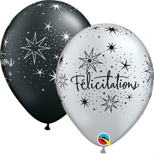 B.11'' FELICITATIONS ETOILES ARG / NOIR P / 50