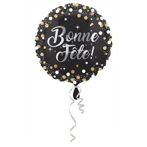 M.28'' BONNE FETE NOIR POIS OR H / S