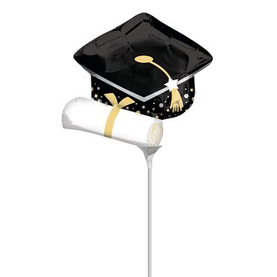 M.14'' BLACK GRAD CAP & WHITE DIPLOMA