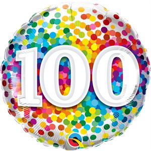 18'' M. NUMBER 100 RAINBOW CONFETTI