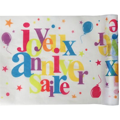 Chemin de table Joyeux Anniversaire festif Multicolore 30 cm