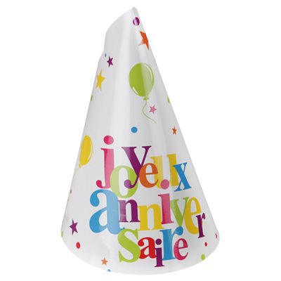 Chapeau Joyeux Anniversaire festif Multicolore Ø 13 x 20 cm