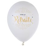 Ballon Vive la retraite Blanc Ø 23 cm Sachet de 8 pièces