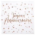 Serviette Joyeux Anniversaire Rose 12.5 x 12.5 cm Sachet de