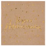 Serviette Joyeux Anniversaire Kraft 12.5 x 12.5 cm Sachet de