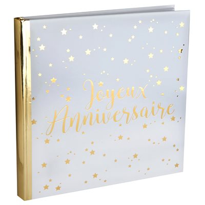 Livre d'or Joyeux Anniversaire métallisé Blanc 24 x 24 cm Sa