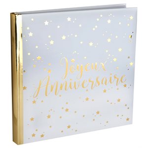 Livre d'or Joyeux Anniversaire métallisé Blanc 24 x 24 cm Sa