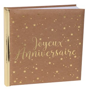 Livre d'or Joyeux Anniversaire métallisé Kraft 24 x 24 cm Sa