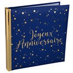 Livre d'or Joyeux Anniversaire métallisé Bleu 24 x 24 cm Sac