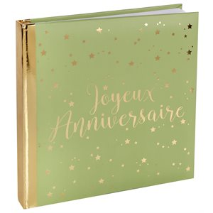 Livre d'or Joyeux Anniversaire métalliséSauge