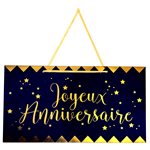 Pancarte Joyeux Anniversaire métallisé Bleu 47 x 26 x 22 cm