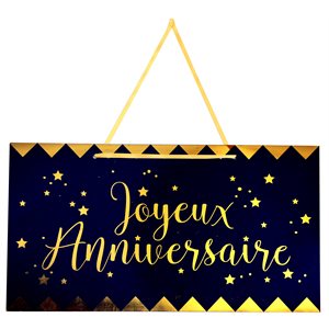 Pancarte Joyeux Anniversaire métallisé Bleu 47 x 26 x 22 cm