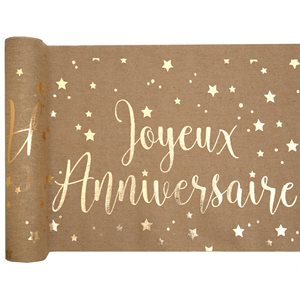 Chemin de table Joyeux Anniversaire métallisé Kraft 28 cm Ro