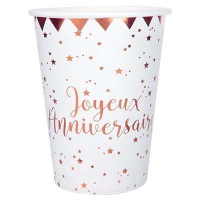 Gobelet Joyeux Anniversaire Rose Ø 7.8 x 9.7 cm / 27cl Sache