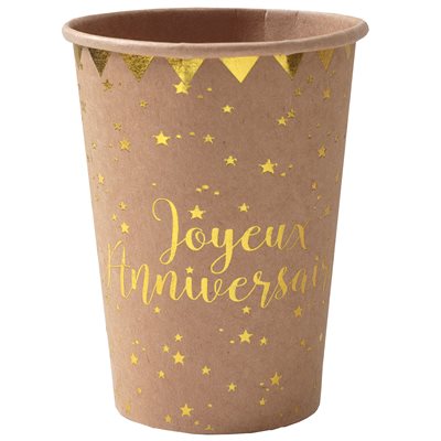 Gobelet Joyeux Anniversaire Kraft Ø 7.8 x 9.7 cm / 27cl Sach