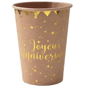 Gobelet Joyeux Anniversaire Kraft Ø 7.8 x 9.7 cm / 27cl Sach