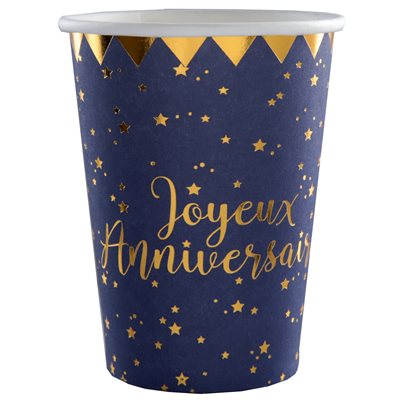 Gobelet Joyeux Anniversaire Bleu Ø 7.8 x 9.7 cm / 27cl Sache