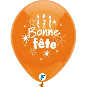 B.12'' BONNE FETE BALLONS ASS P / 8