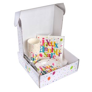 Kit Joyeux Anniversaire festif ( 10 assiettes, 10 gobelets,