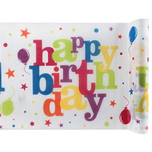 Chemin de table Happy Birthday festif Multicolore 30 cm Roul