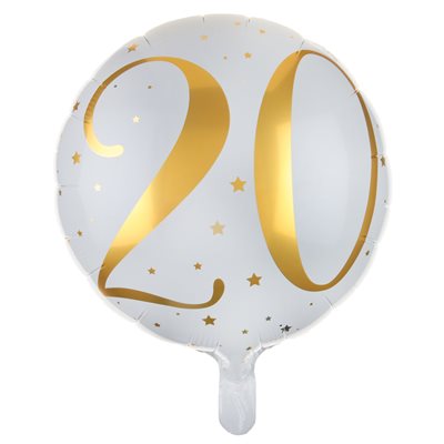 Ballon Alu des âges or 20 ans Ø 45 cm Sachet d'1 pièce