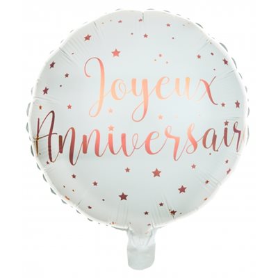 ballon Alu J.Anniversaire rose / Or Ø 45 cm Sachet d'1 p