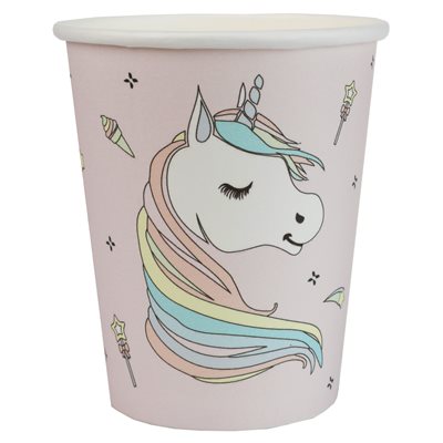 Gobelet Licorne Rose Ø 7.8 x 9.7 cm / 27cl Sachet de 10 pièc