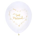 Ballon Just Married métallisé Or Ø 25 cm Sachet de 8 pièces