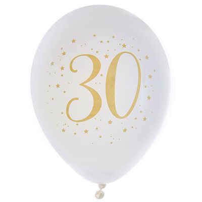 Ballon des âges or 30 ans Ø 23 cm Sachet de 8 pièces