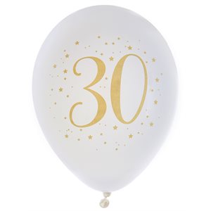 Ballon des âges or 30 ans Ø 23 cm Sachet de 8 pièces