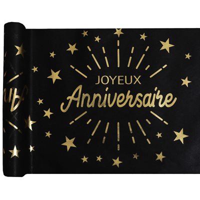 Chemin de table Anniversaire Etincelant Or 30 cm Rouleau de