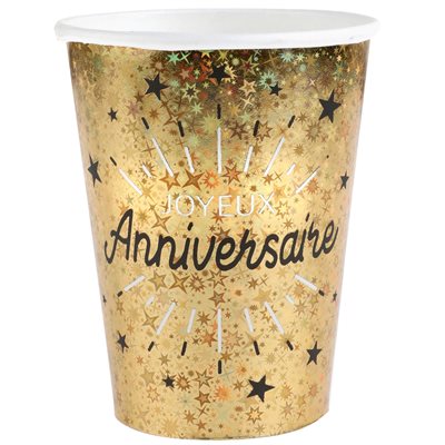 Gobelet Anniversaire Etincelant Or Ø 7.8 x 9.7 cm / 27cl Sac