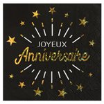 Serviette Anniversaire Etincelant Or 16.5 x 16.5 cm Sachet d