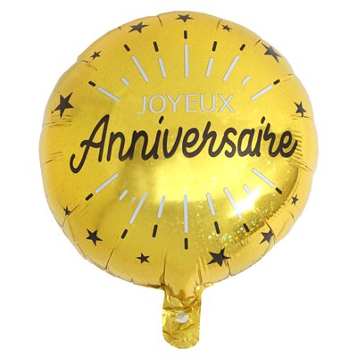 Ballon Alu Anniversaire Etincelant Or Ø 45 cm Sachet d'1 piè