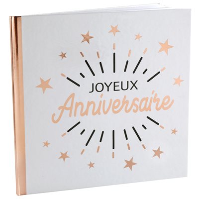 Livre d'or Anniversaire Etincelant Rose 24 x 24 cm Sachet d'