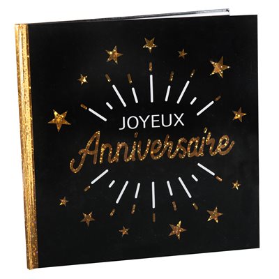 Livre d'or Anniversaire Etincelant Or 24 x 24 cm Sachet d'1