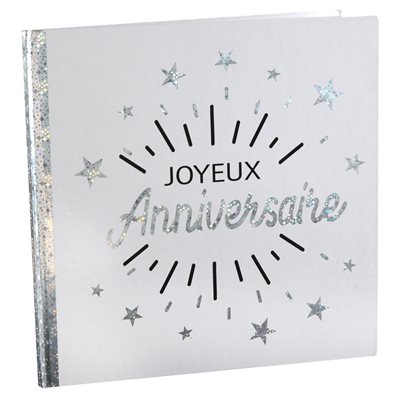 Livre d'or Anniversaire Etincelant Argent 24 x 24 cm Sachet