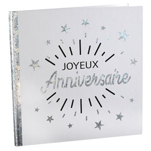 Livre d'or Anniversaire Etincelant Argent 24 x 24 cm Sachet