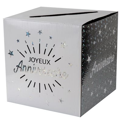 Tirelire Anniversaire Etincelant Argent 20 x 20 x 20 cm Sach