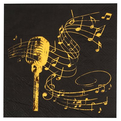 Serviette Disque d'or Noir 12.5 x 12.5 cm Sachet de 20 pièce