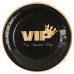 Assiette VIP couronné Noir Ø 22.5 cm Sachet de 10 pièces