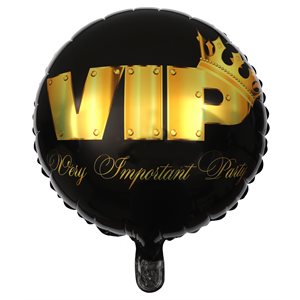 Ballon Alu VIP couronné métal Noir Ø 45 cm Sachet d'1 pièce