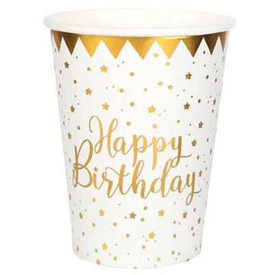 Gobelet Happy Birthday Blanc Ø 7.8 x 9.7 cm / 27cl Sachet de