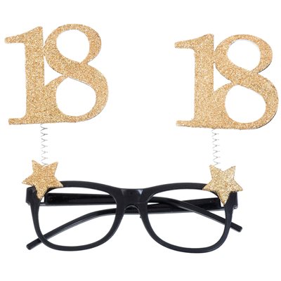 Lunettes Âge pailletées or 18 ans 15 x 16 cm Sachet d'1 pièc