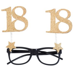 Lunettes Âge pailletées or 18 ans 15 x 16 cm Sachet d'1 pièc