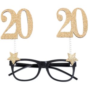 Lunettes Âge pailletées or 20 ans 15 x 16 cm Sachet d'1 pièc